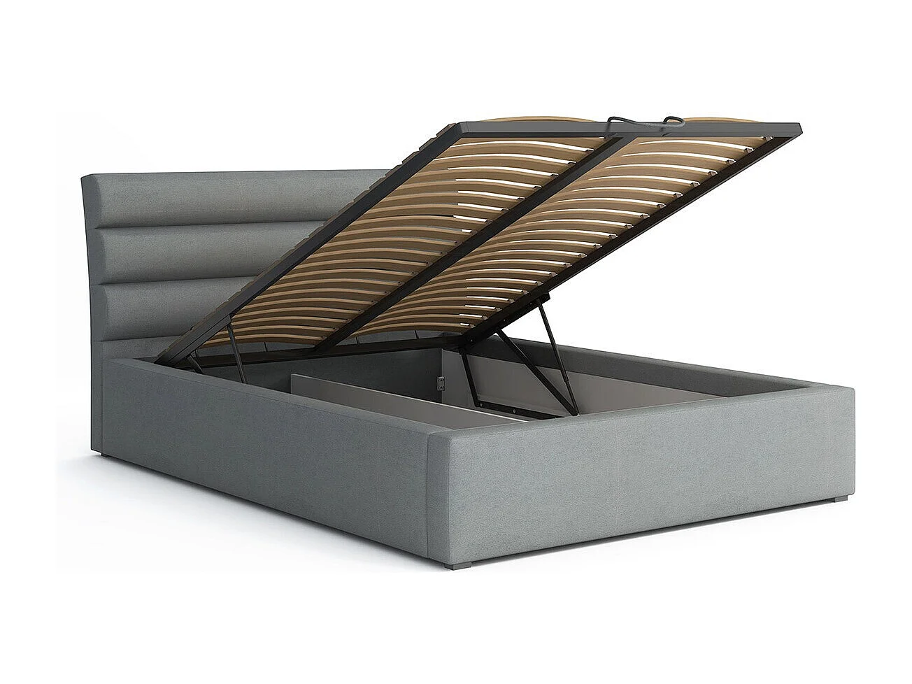 Cama Pomona 108, Doble, Gris, 180x200, Tapiz, Somieres, 200x223x100cm