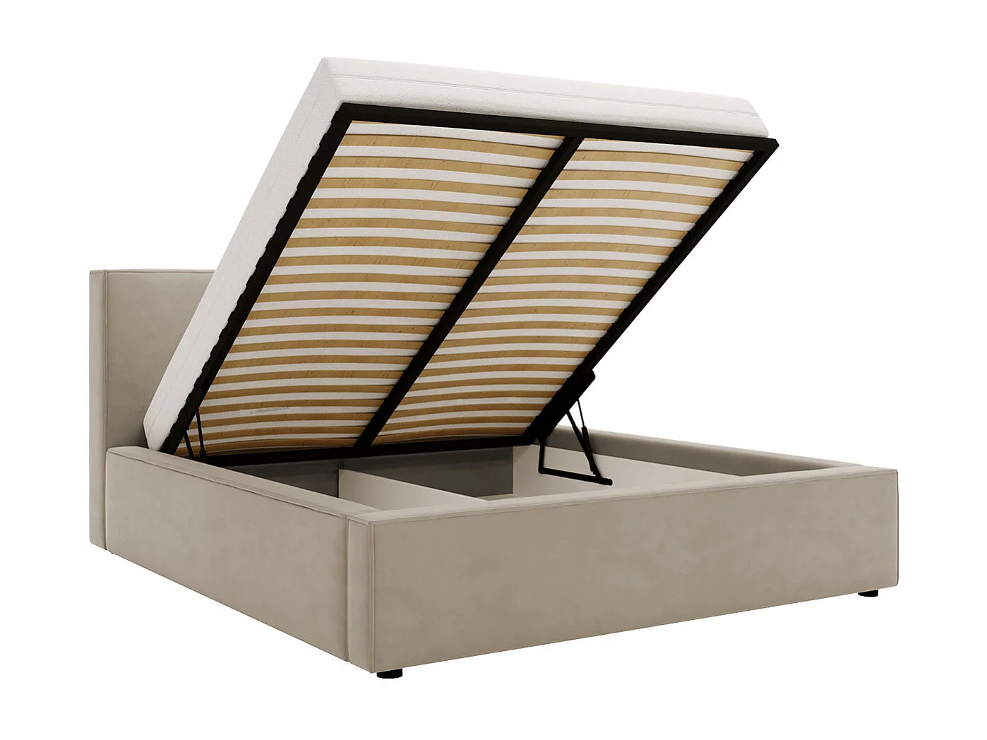 Lit TrendyNest 117, Double, Bleu, 200x200, Tissu, Disponible, 220x223x98cm