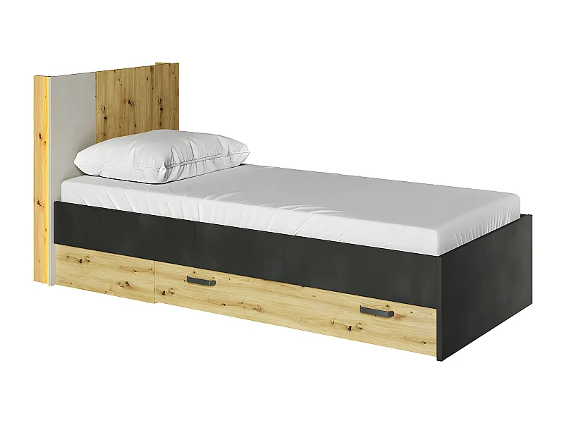 Lit Orlveno 110, Unique, Brun clair, 90x200, Stratifié, Disponible, 96x217x100cm