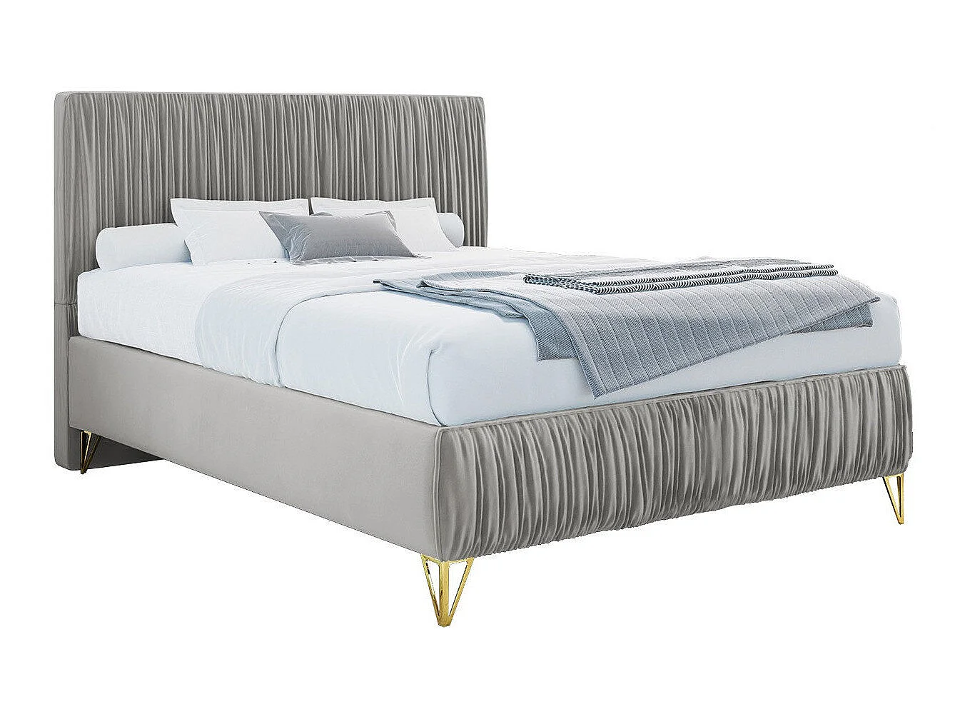 Cama Logan 112, Individuales, Gris claro, Tapiz, Somieres, 12x21x12cm