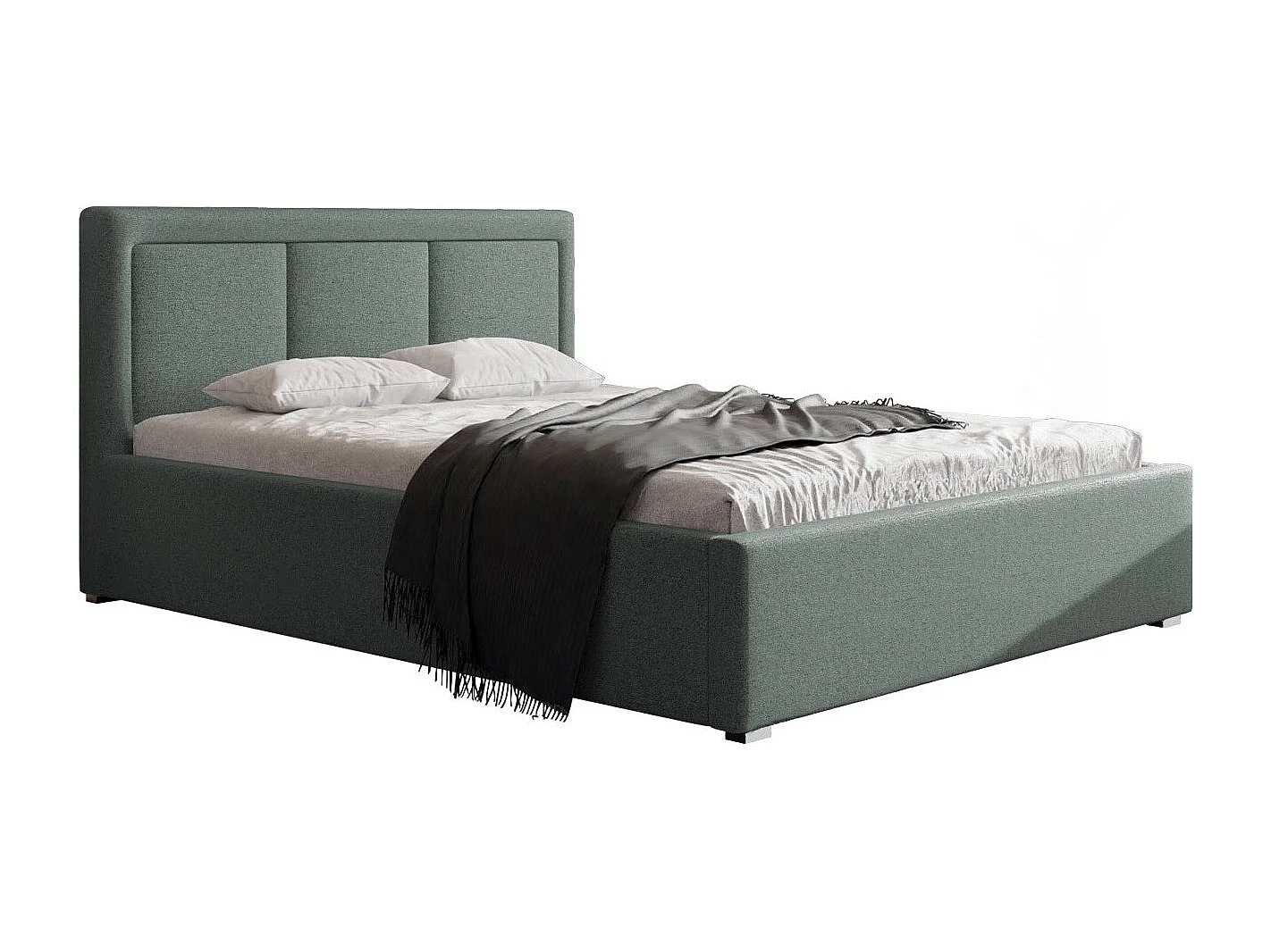 Lit Pomona 100, Unique, Vert, 120x200, Tissu, Disponible, 140x223x93cm