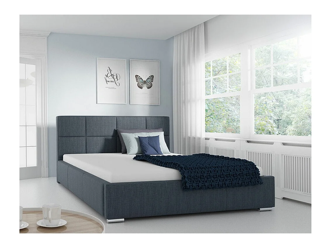 Cama Baltimore 122, Casal, Cinzento, Tecido, Estrados de cama
