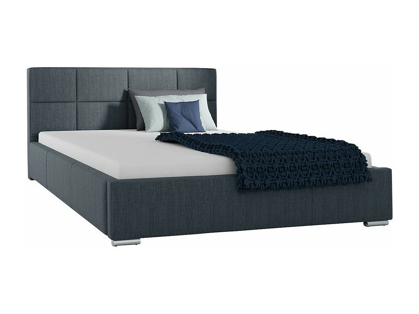 Cama Baltimore 122, Doble, Gris, 180x200, Tapiz, Somieres, 198x222x92cm