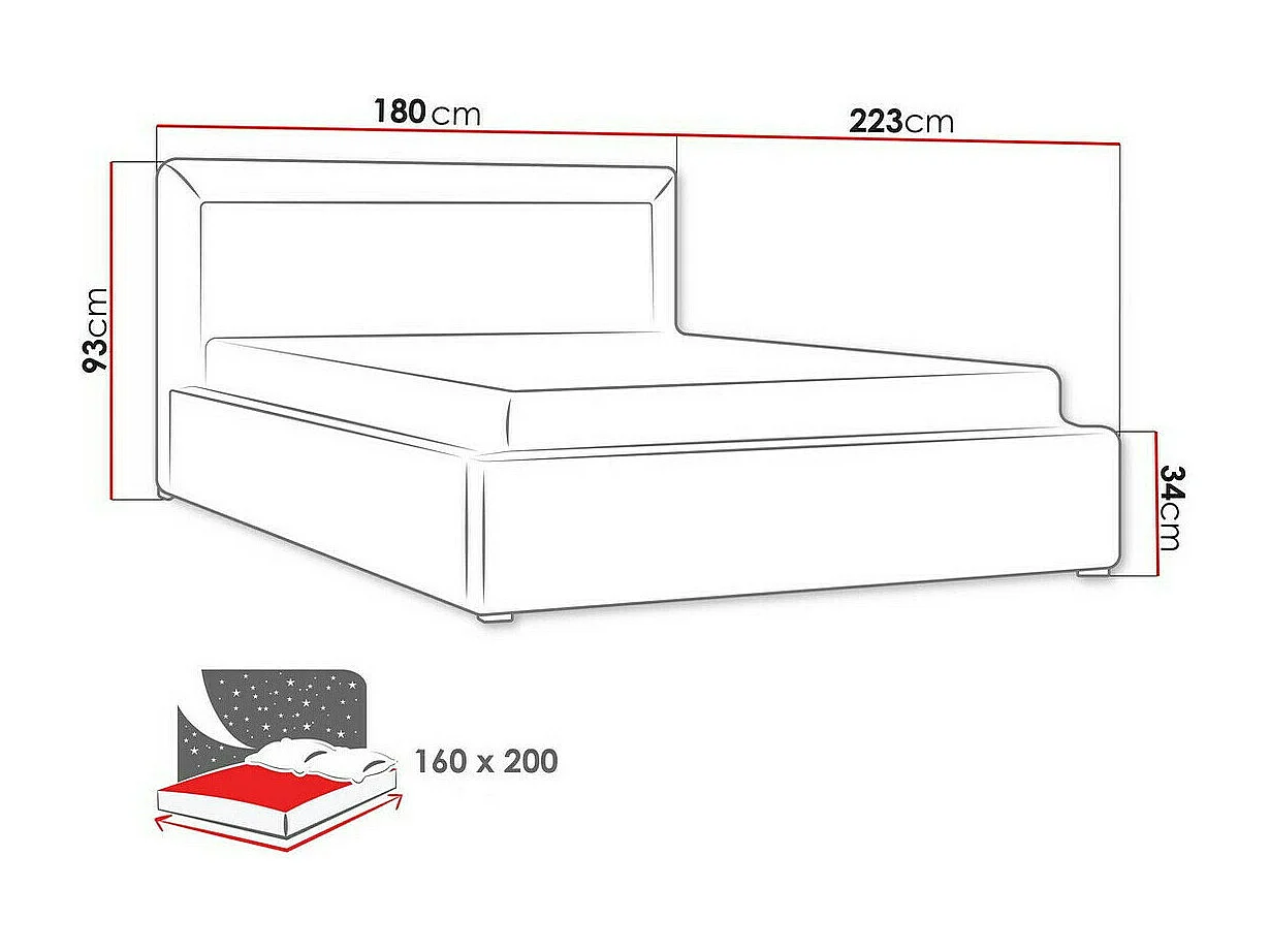 Cama Pomona 101, Doble, Gris, 160x200, Tapiz, Somieres, 180x223x93cm