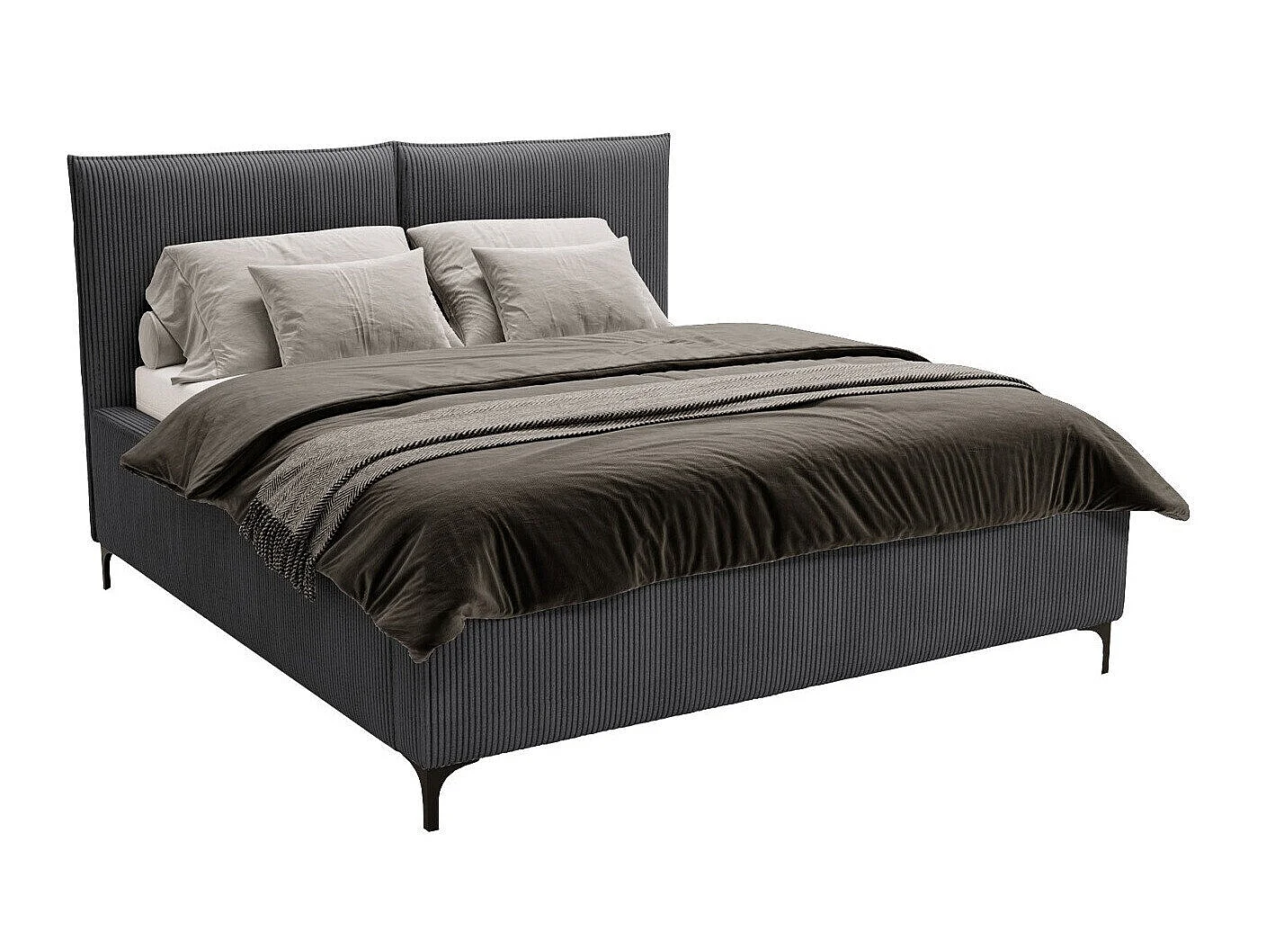 Lit Clovis 113, Unique, Gris foncé, Tissu, Disponible, 14x21x11cm