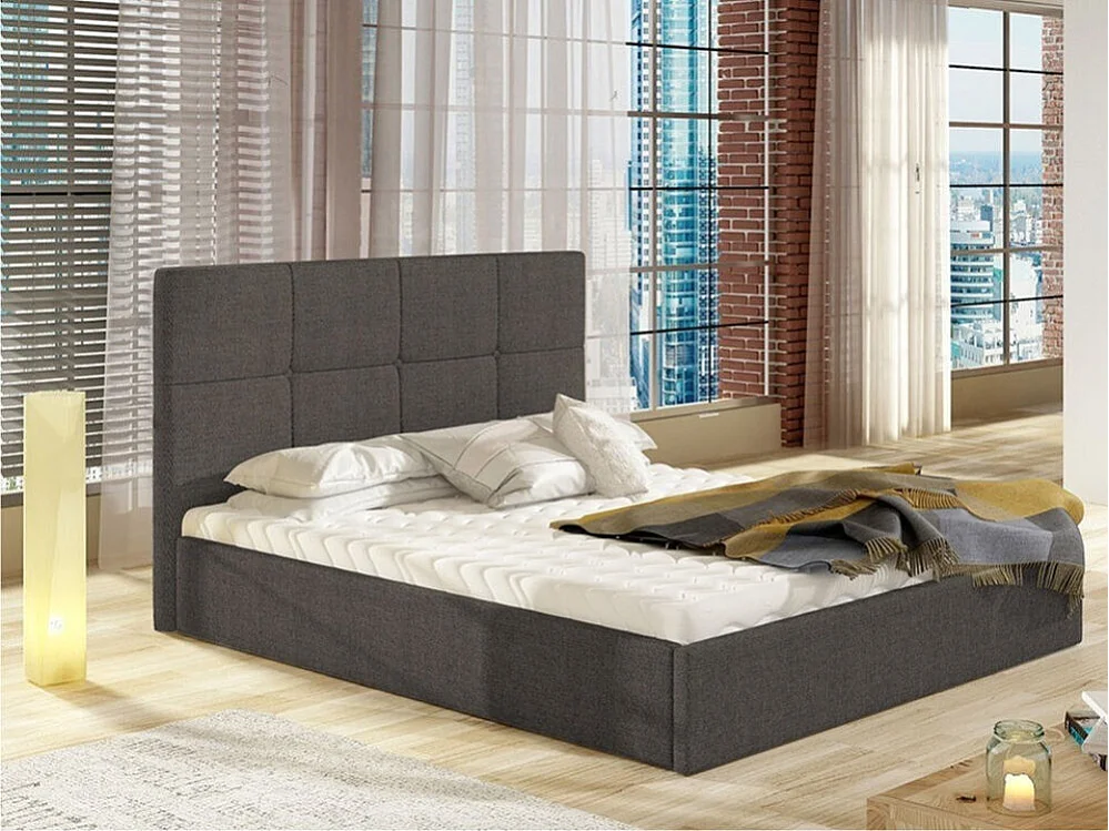 Cama ComfiDream 130, Doble, Gris, 160x200, Tapiz, Somieres, 171x213x106cm