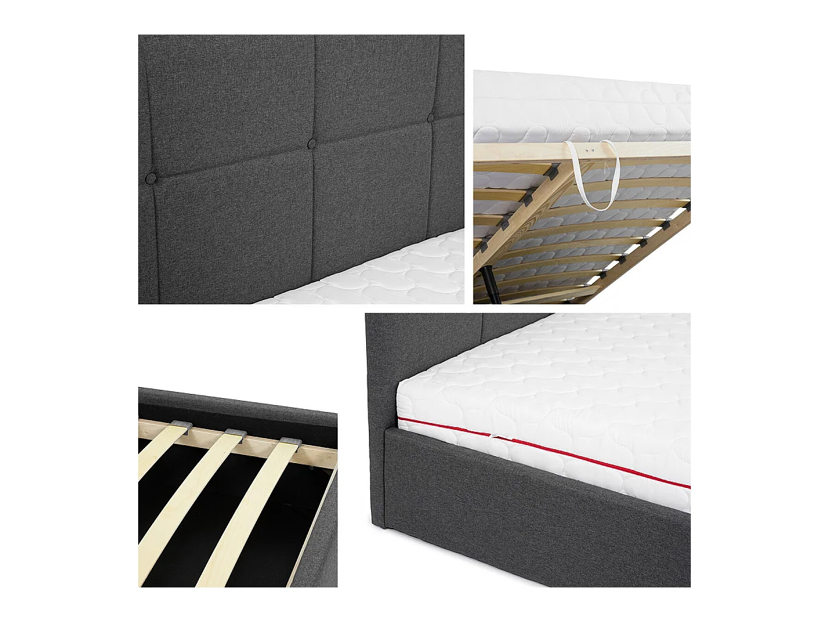 Cama ComfiDream 130, Doble, Gris, 160x200, Tapiz, Somieres, 171x213x106cm