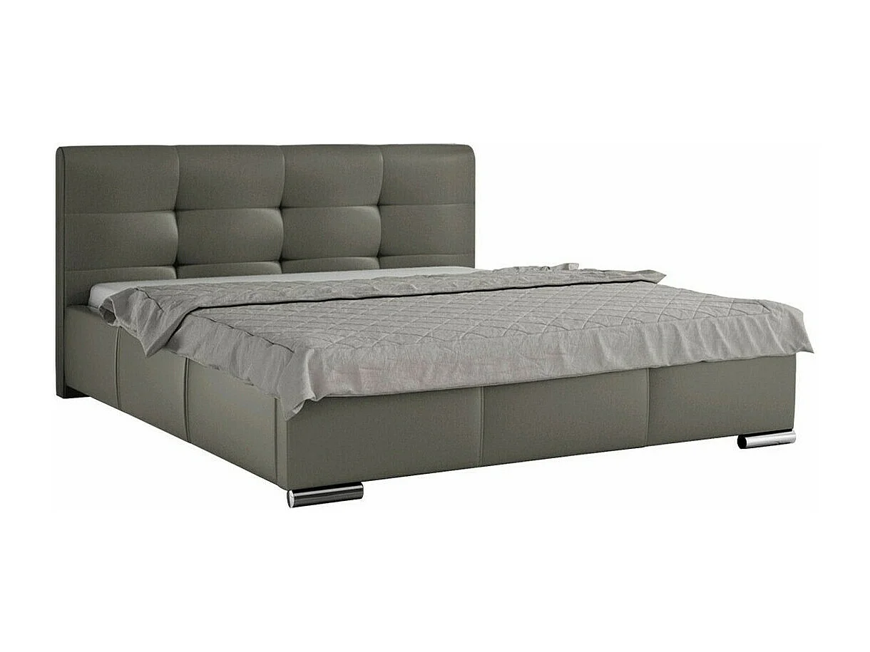 Cama Baltimore 108, Casal, Cinzento, Eco couro, Estrados de cama