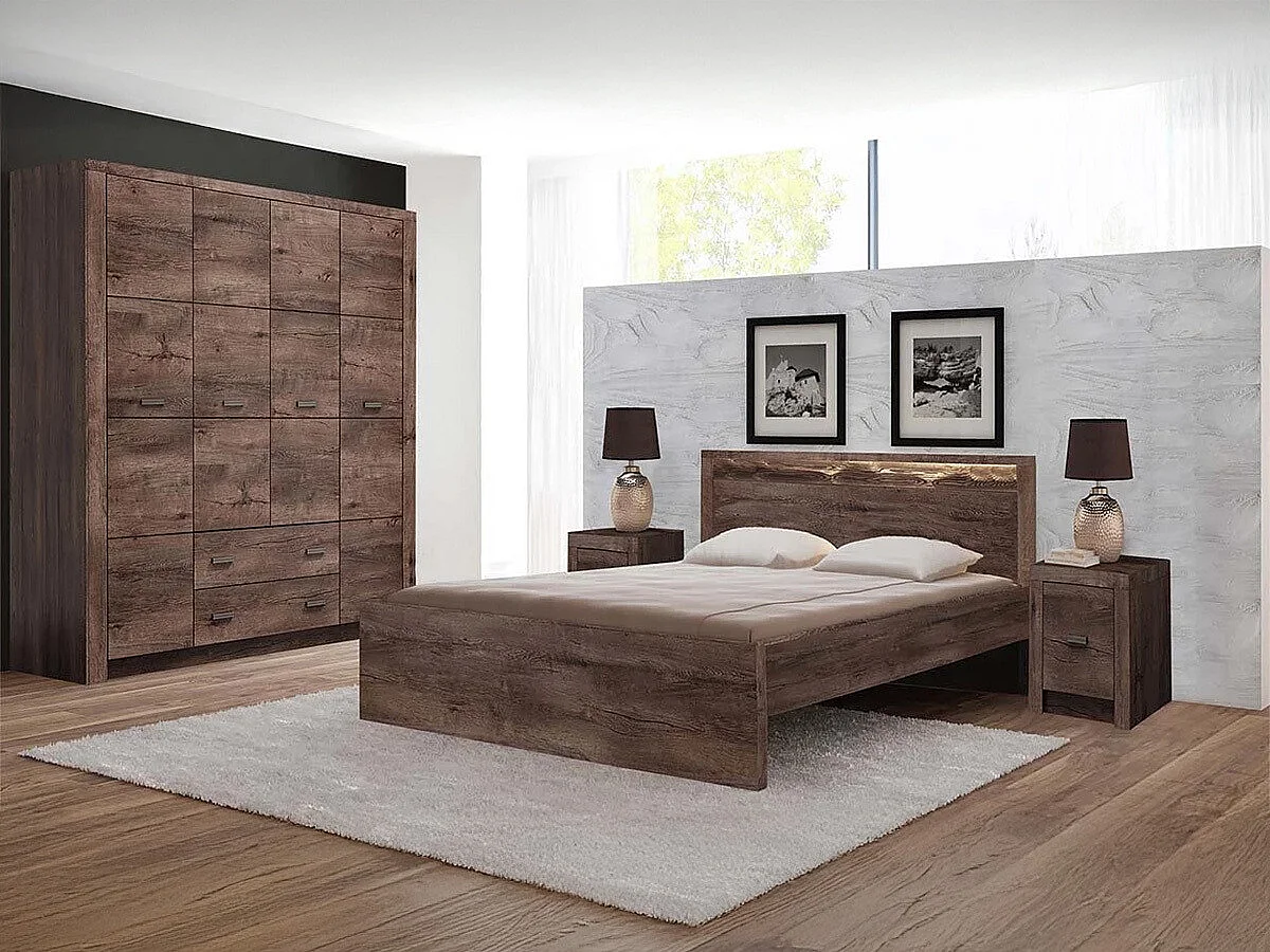 Cama Serfeno 117, Casal, Castanho, Placa de aglomerado laminado