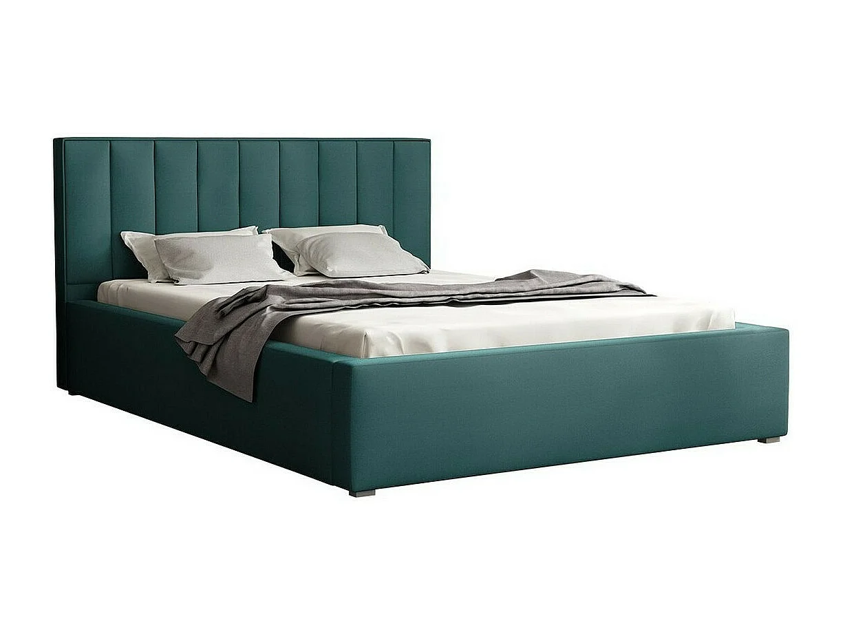 Lit Pomona 111, Unique, Turquoise, 120x200, Tissu, Disponible, 140x223x93cm