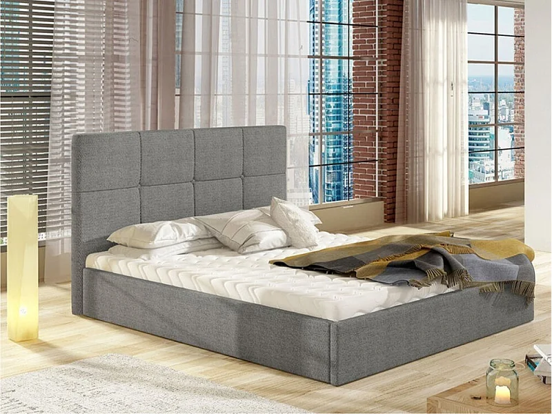 Cama ComfiDream 130, Doble, Gris, 160x200, Tapiz, Somieres, 171x213x106cm