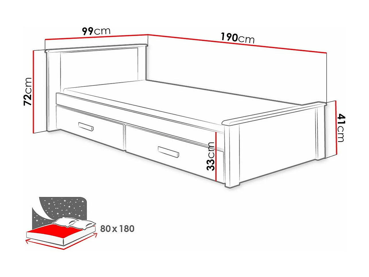 Cama Henderson 115, Solteiro, Azul, Placa de aglomerado laminado