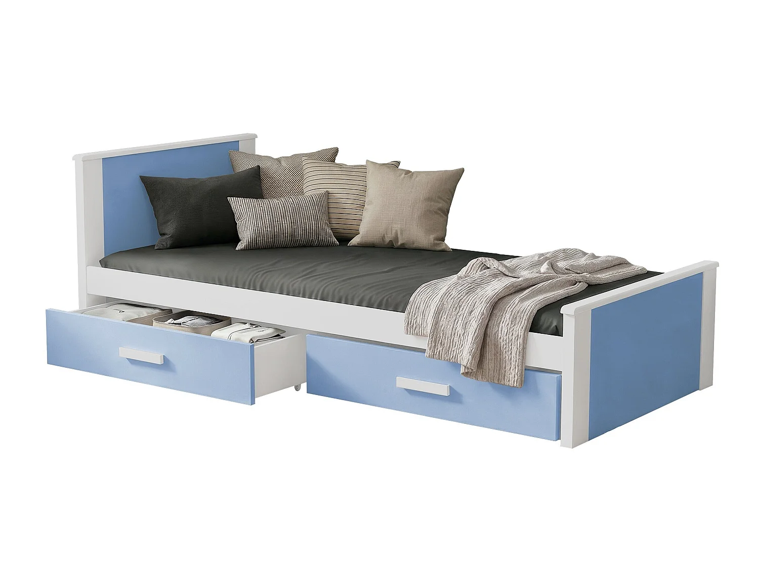 Cama Henderson 116, Individuales, Azul, Aglomerado laminado, Somieres