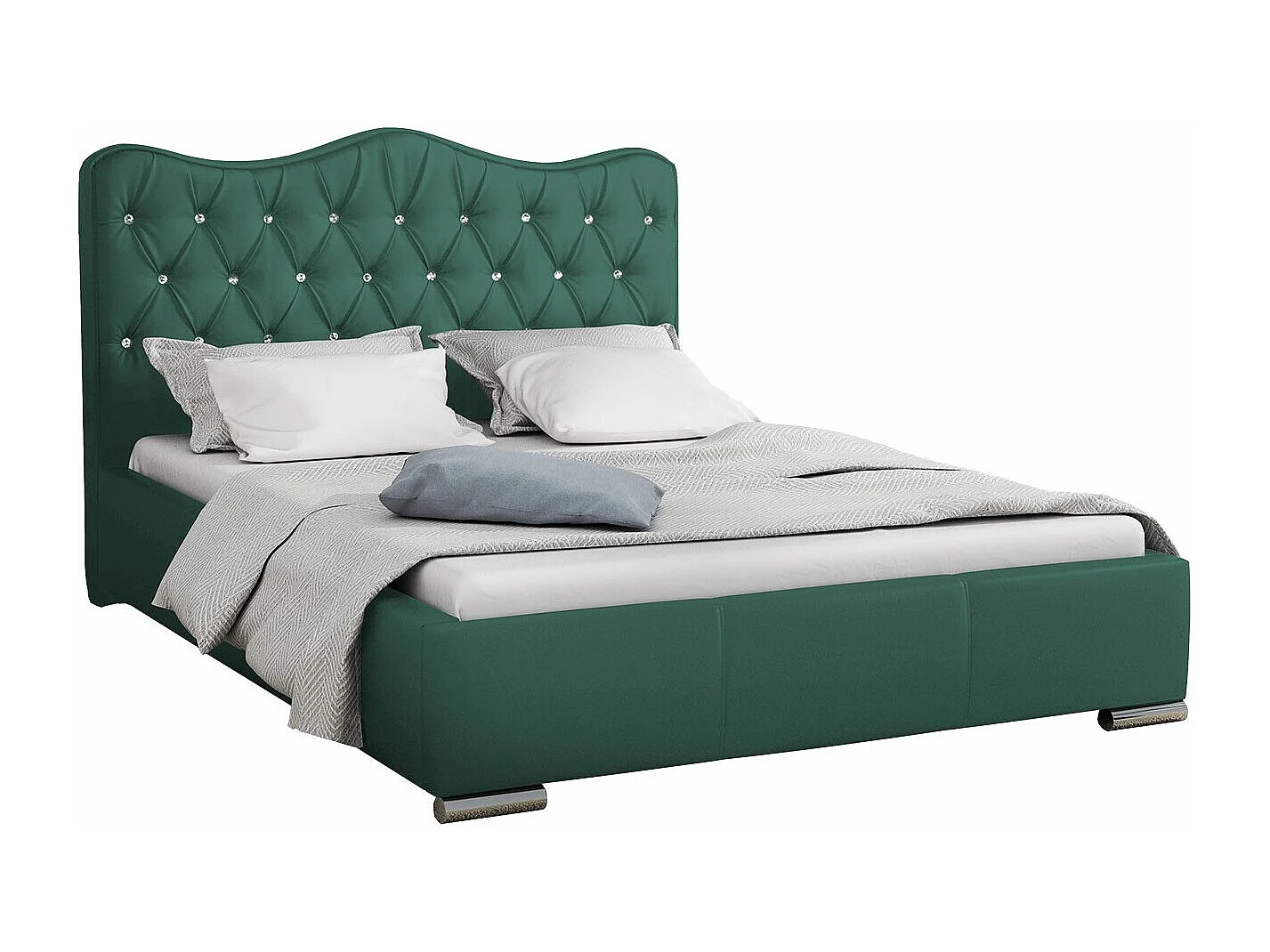 Lit Baltimore 141, Double, Vert, Tissu, Disponible, 180x218x100cm