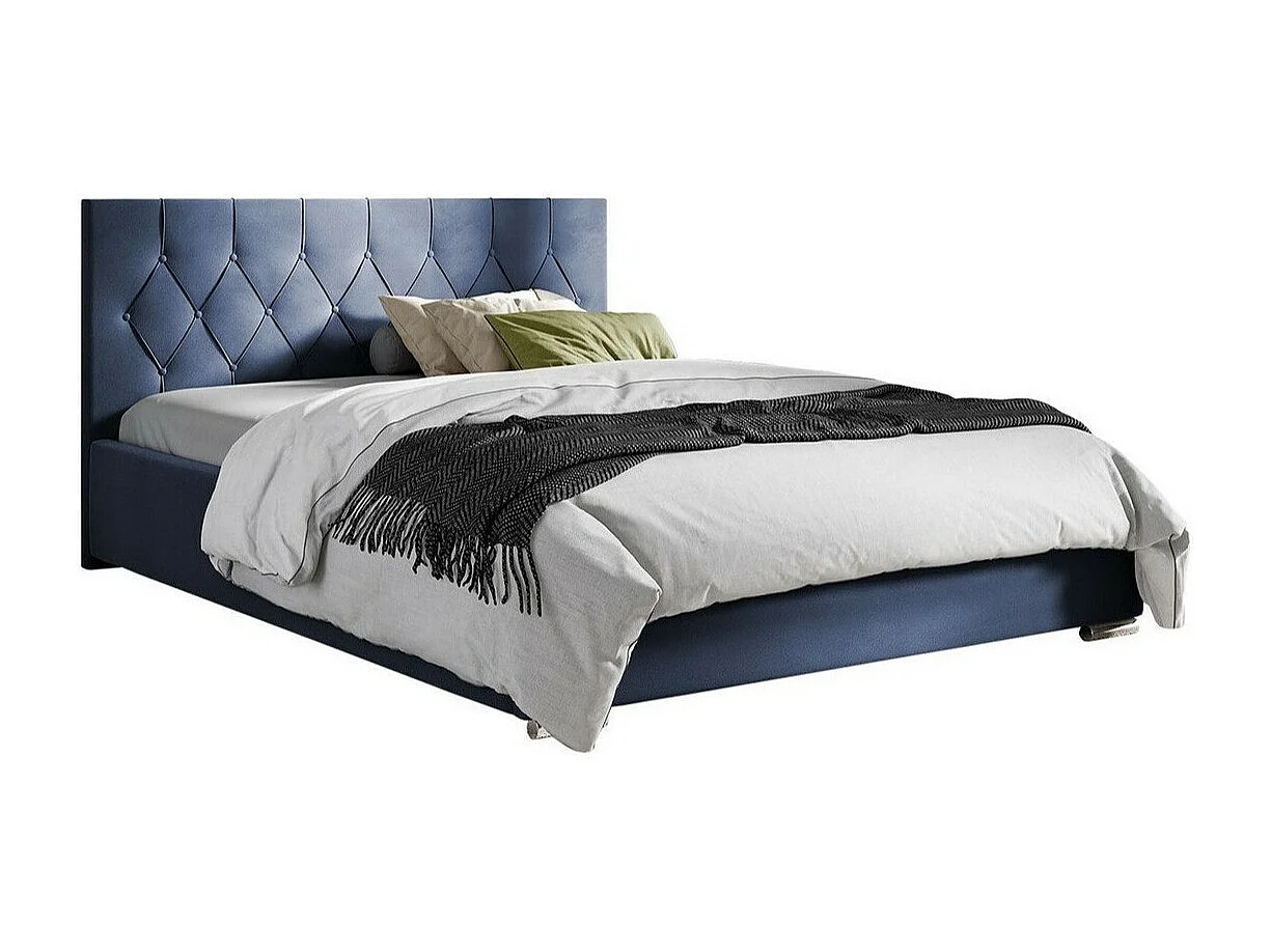 Cama Baltimore 160, Casal, Azul, Tecido, Estrados de cama, 18x22x9cm