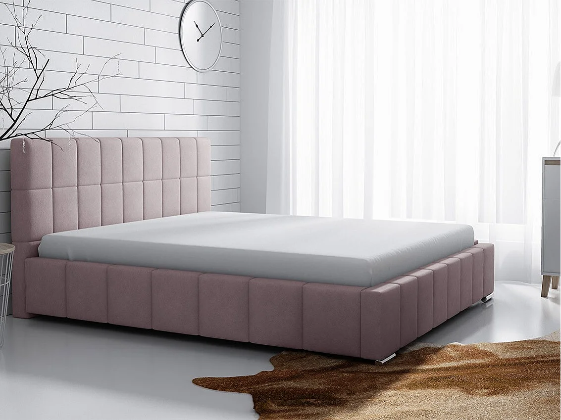 Cama Baltimore 120, Casal, Rosé, Tecido, Estrados de cama, 18x22x9cm