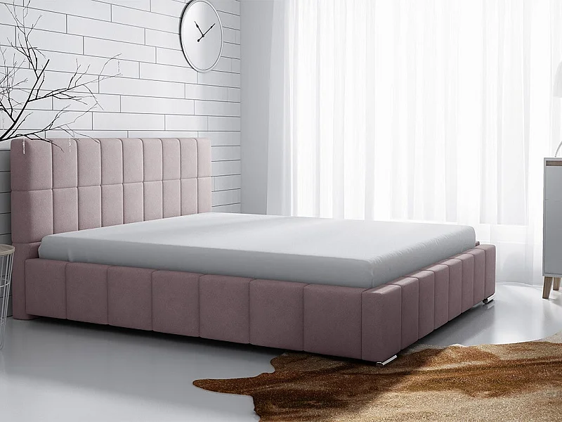 Cama Baltimore 120, Doble, Rosa, 160x200, Tapiz, Somieres, 178x222x92cm