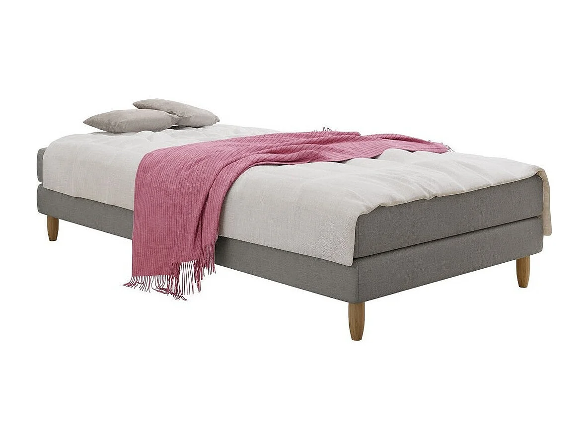 Cama Memphis 126, Solteiro, Cinzento, Tecido, Estrados de cama