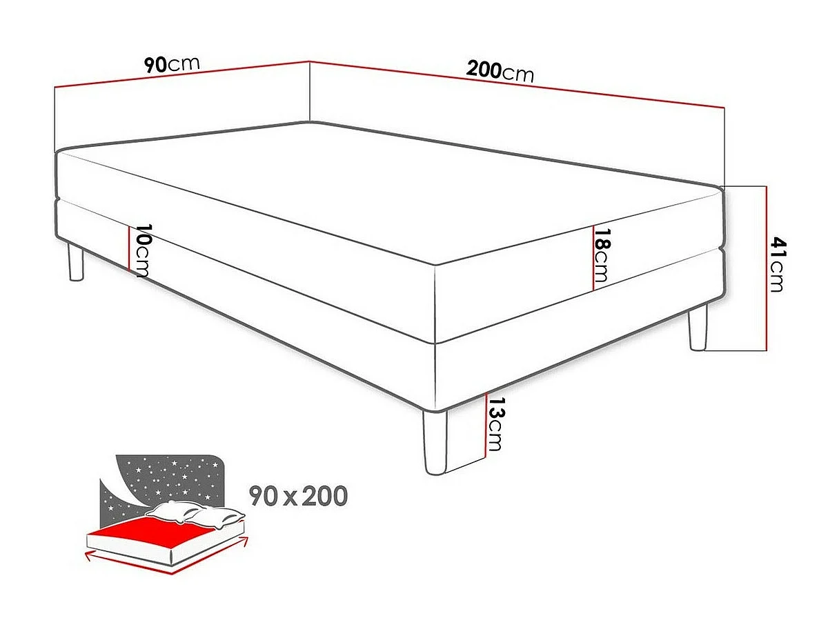 Cama Memphis 126, Solteiro, Cinzento, Tecido, Estrados de cama