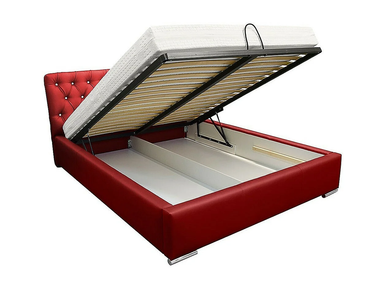 Cama Baltimore 101, Doble, Blanco, 160x200, Cuero ecológico, Somieres, 180x227x100cm