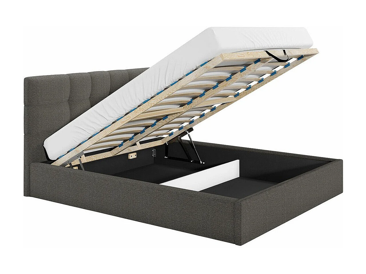 Cama ComfiDream 125, Casal, Cinzento, Tecido, Estrados de cama