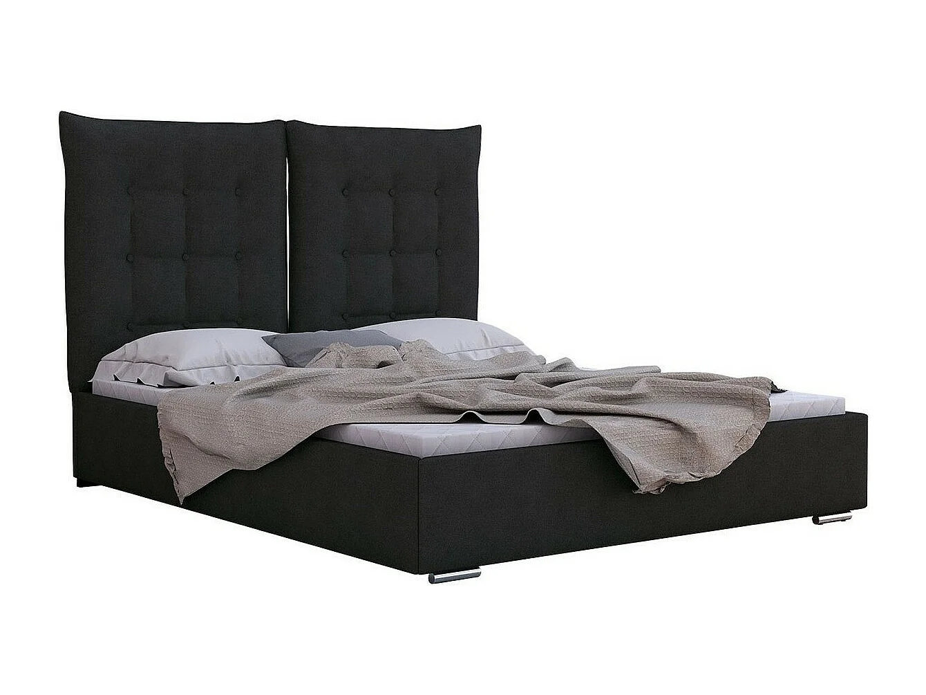 Letto Florence 104, Doppio, Grigio, 140x200, Arazzo, Senza, 155x214x128cm