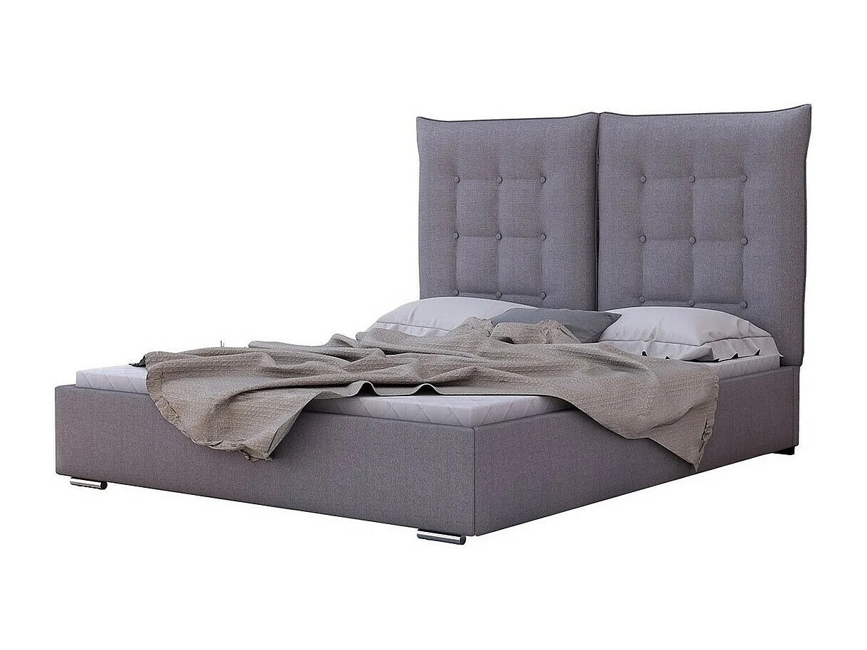Letto Florence 104, Doppio, Grigio, 140x200, Arazzo, Senza, 155x214x128cm