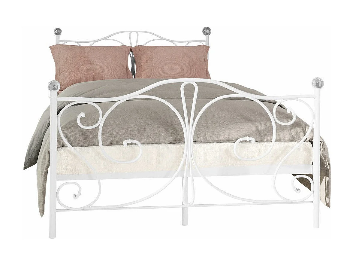 Cama Elmira 101, Individuales, Blanco, 120x200, Metal, Somieres, 125x207x104cm