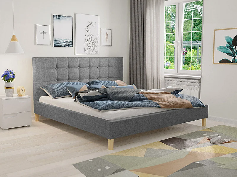 Cama ComfiDream 109, Doble, Gris, 160x200, Tapiz, Somieres, 167x215x100cm