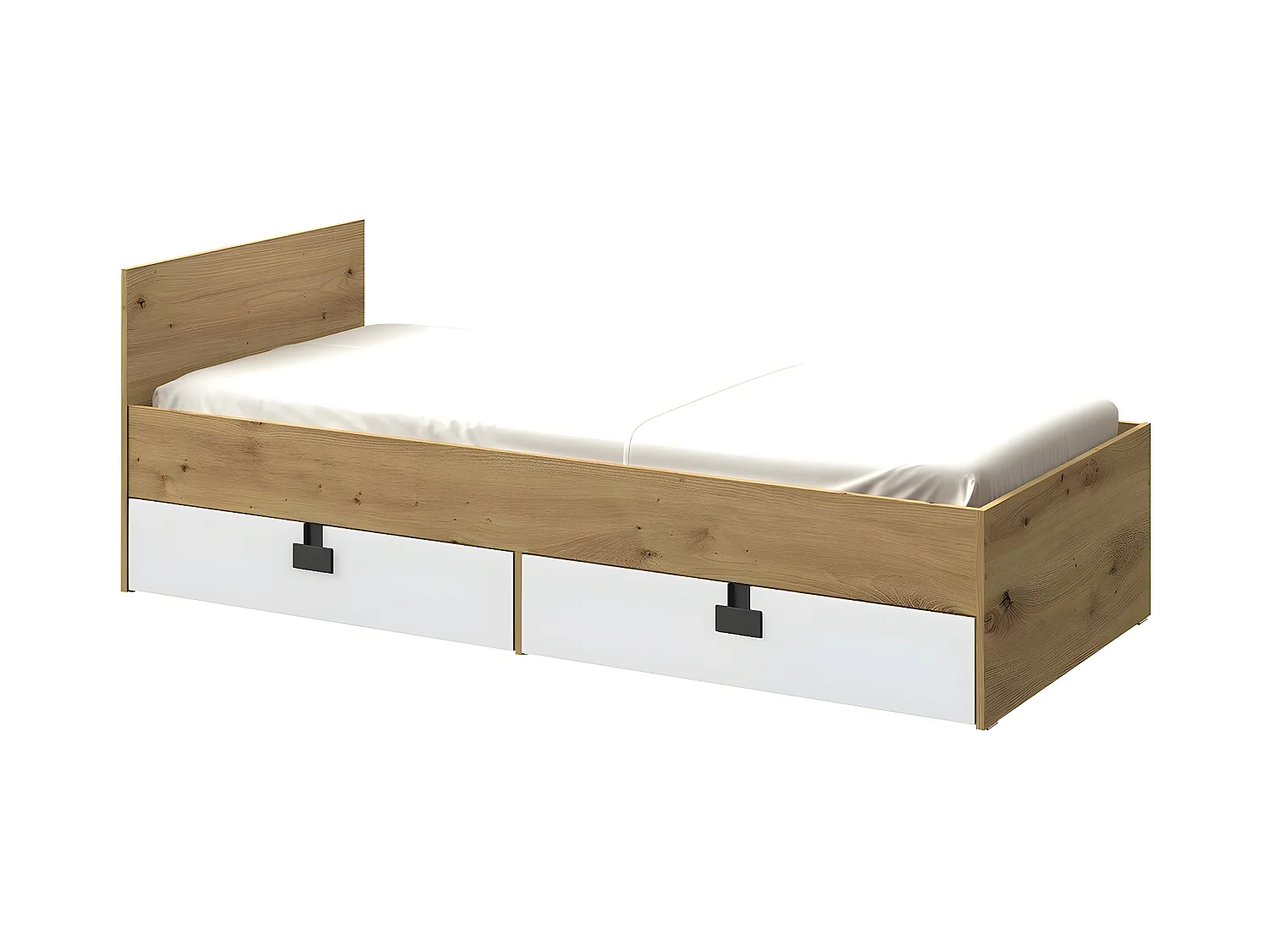 Cama Florevi 106, Individuales, De color marrón claro, 90x200, Aglomerado laminado, 93cm