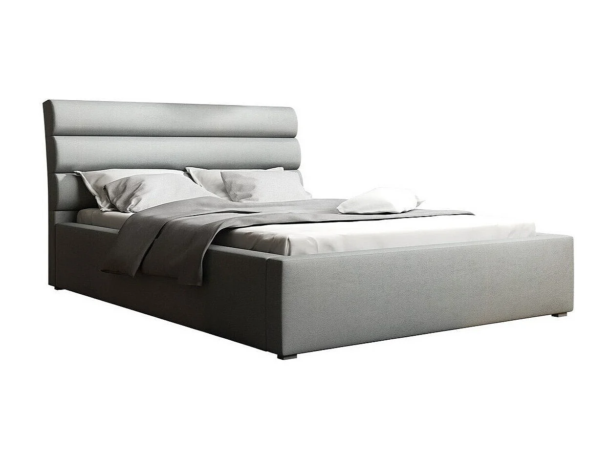 Letto Pomona 108, Doppio, Grigio, 200x200, Arazzo, Con, 220x223x100cm