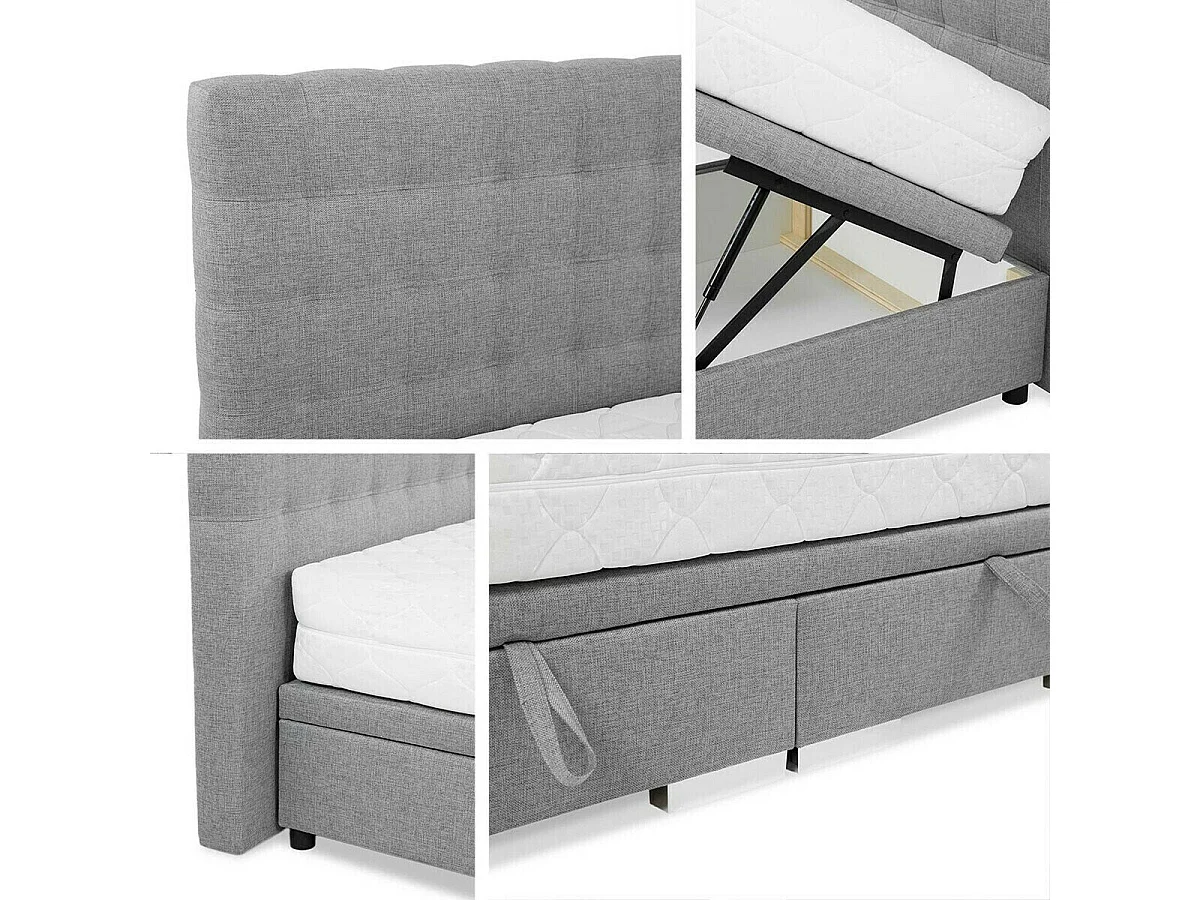 Cama Florence 107, Doble, Gris, 160x200, Tapiz, Somieres, 180x214x109cm