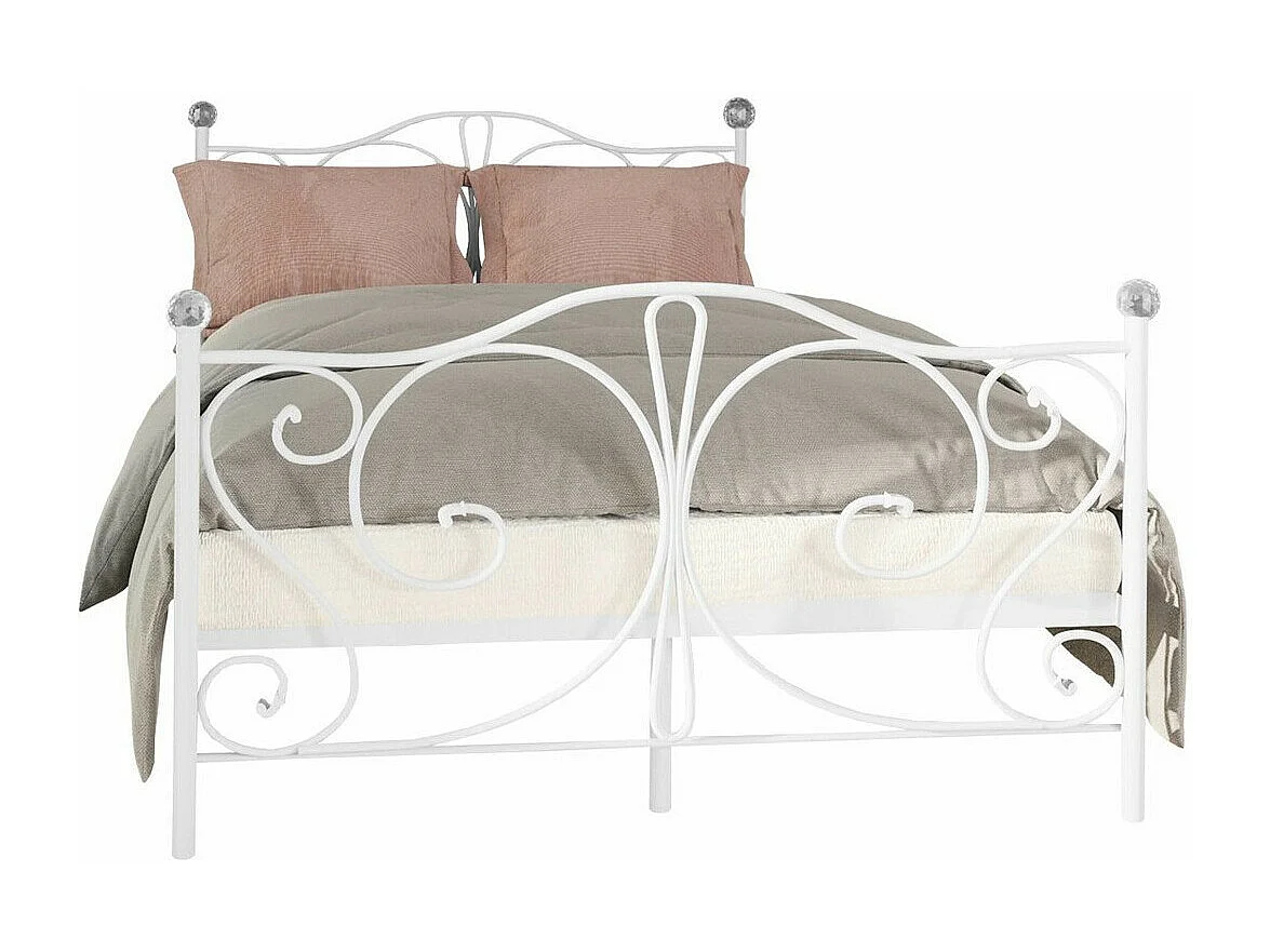Cama Elmira 101, Doble, Blanco, 160x200, Metal, Somieres, 165x207x104cm