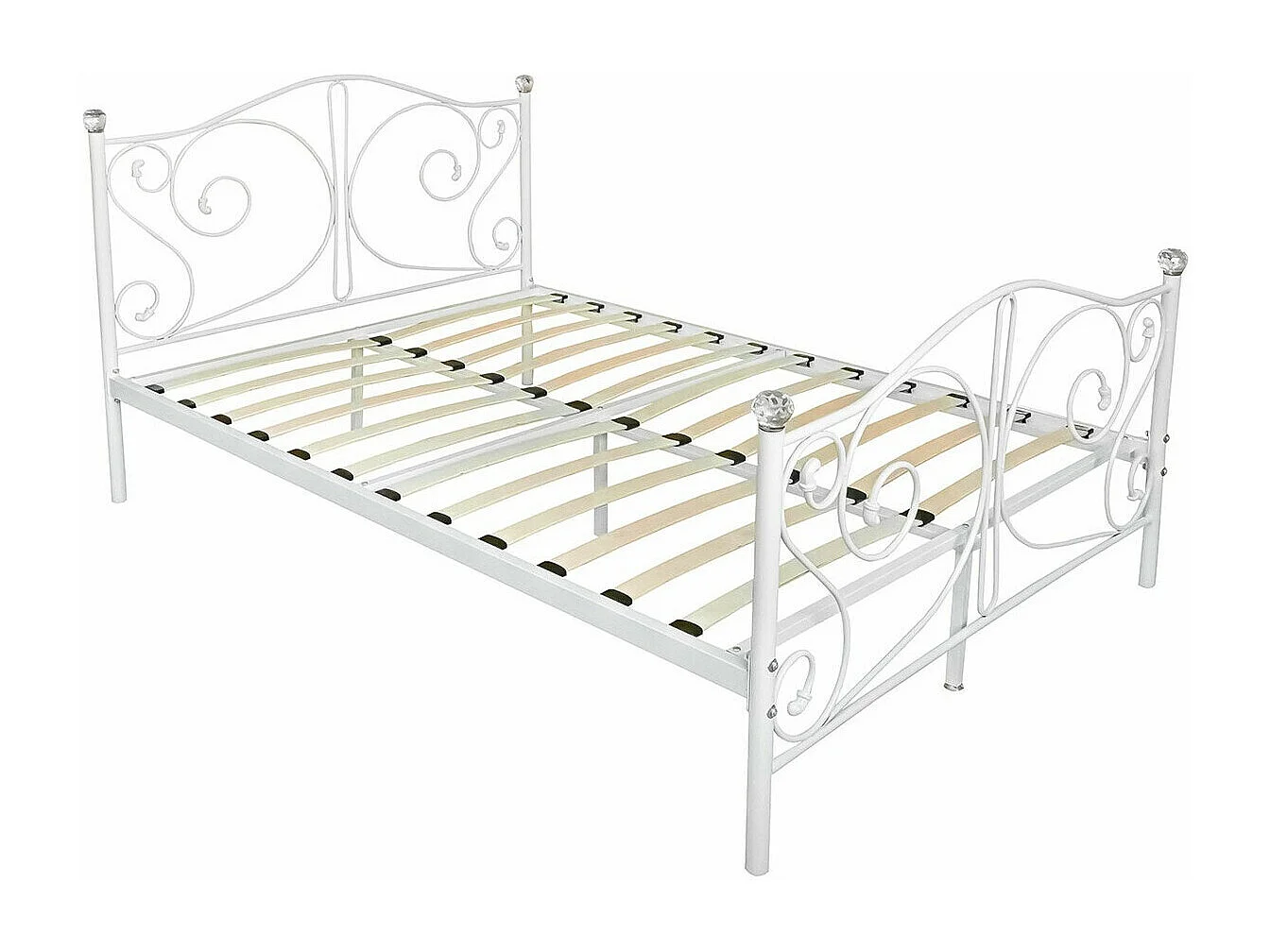 Cama Elmira 101, Doble, Blanco, 160x200, Metal, Somieres, 165x207x104cm