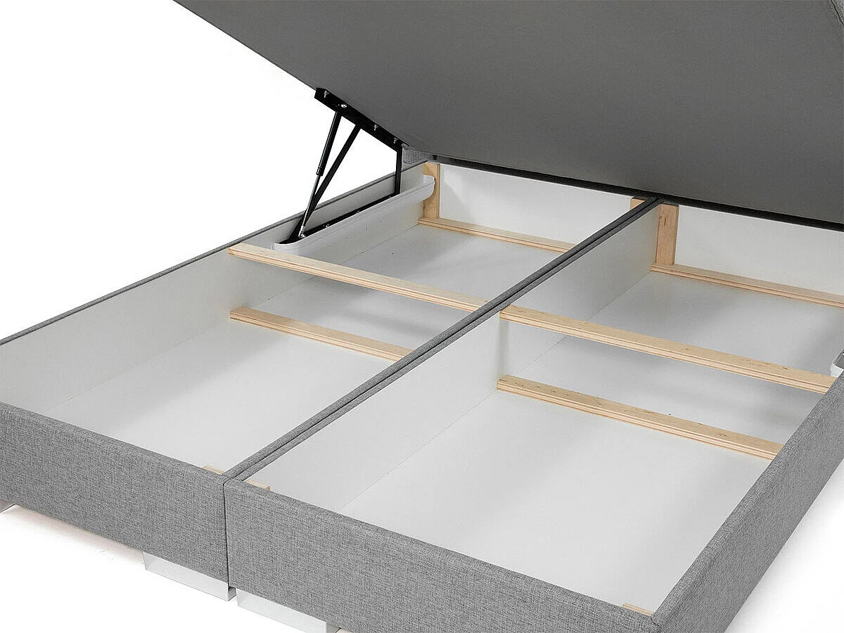 Cama Florence 110, Casal, Cinzento, Tecido, Estrados de cama