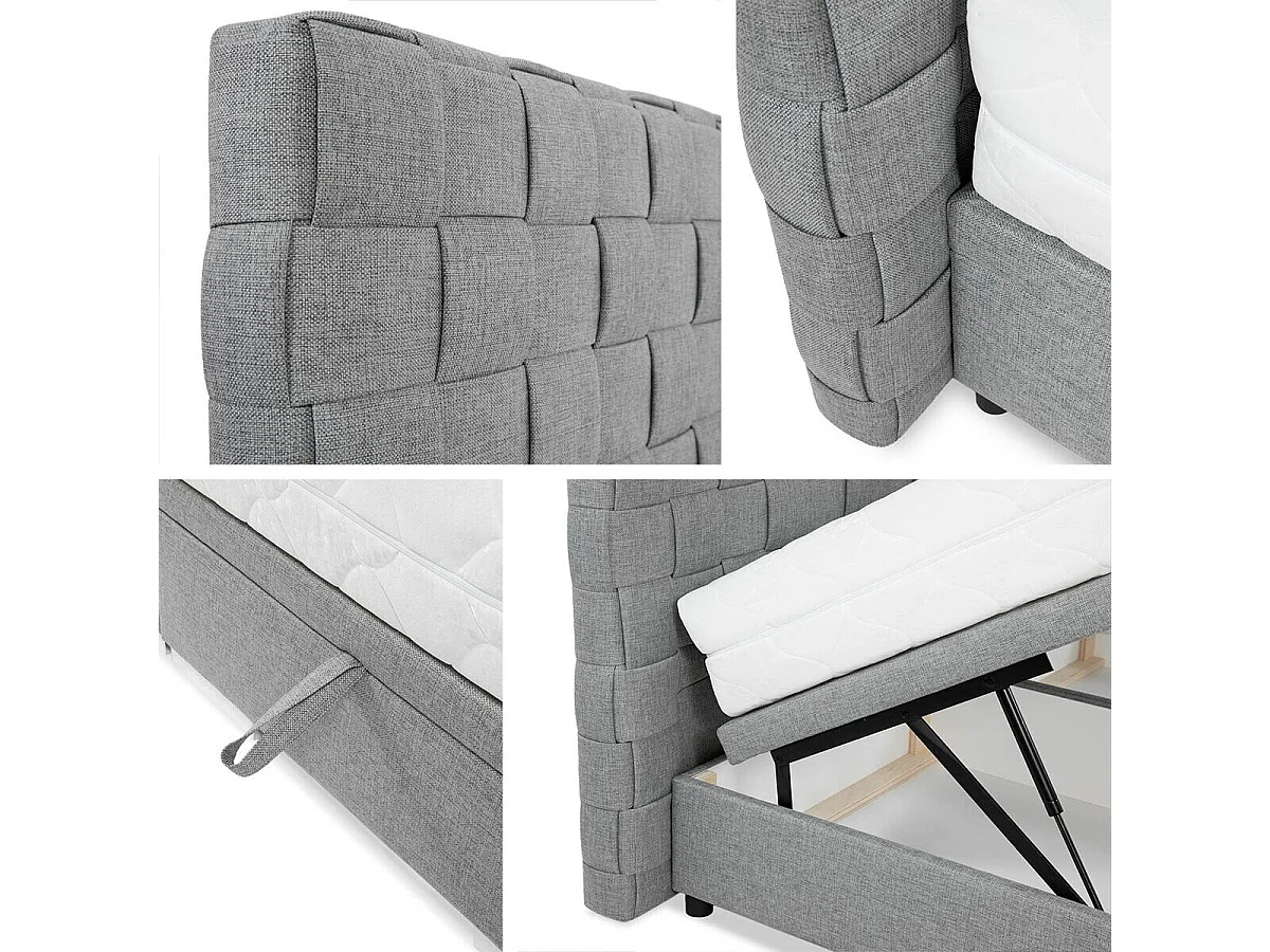 Cama Florence 110, Casal, Cinzento, Tecido, Estrados de cama