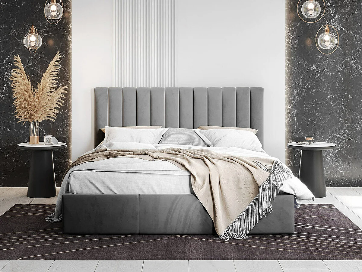 Cama ComfiDream 179, Doble, Gris, 140x200, Tapiz, Somieres, 151x212x105cm