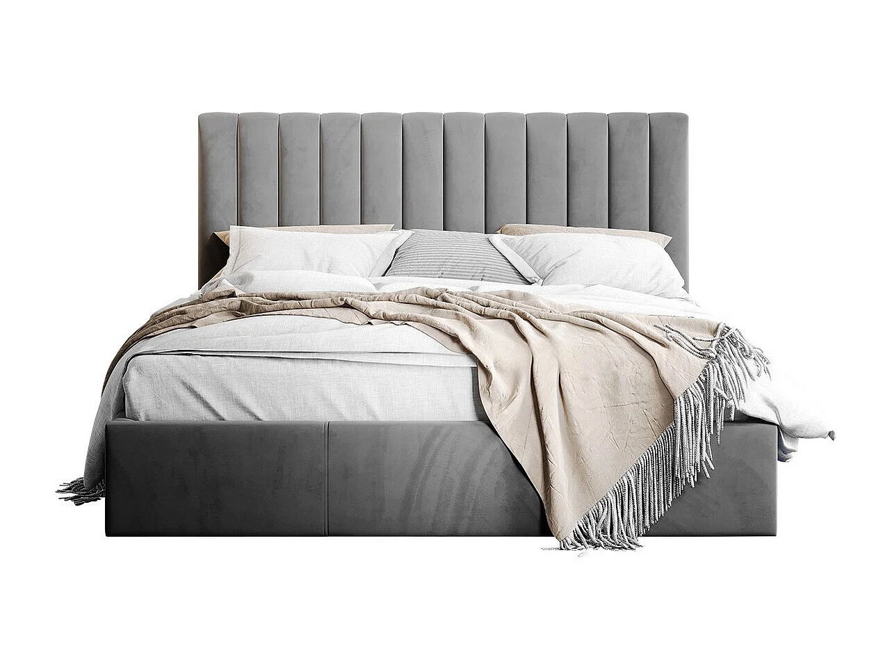 Cama ComfiDream 179, Doble, Gris, 140x200, Tapiz, Somieres, 151x212x105cm