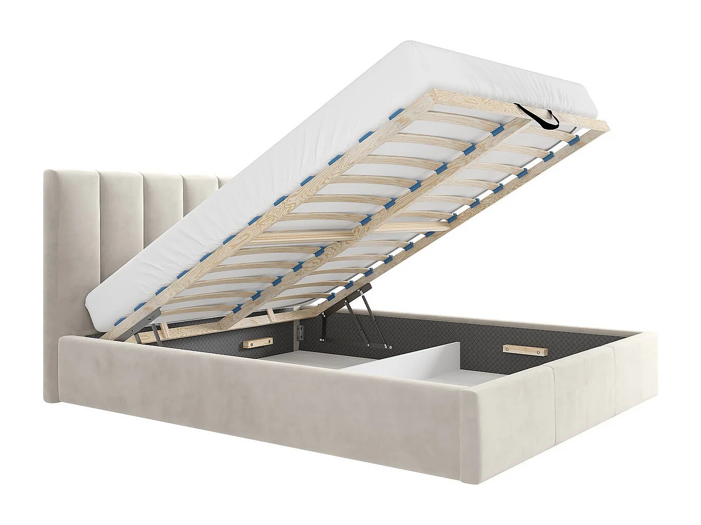 Lit ComfiDream 127, Double, Gris, 140x200, Tissu, Disponible, 150x213x106cm