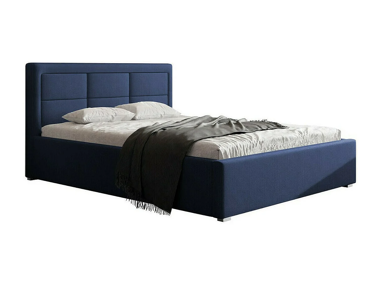 Cama Pomona 102, Casal, Azul, Tecido, Estrados de cama, 16x22x9cm