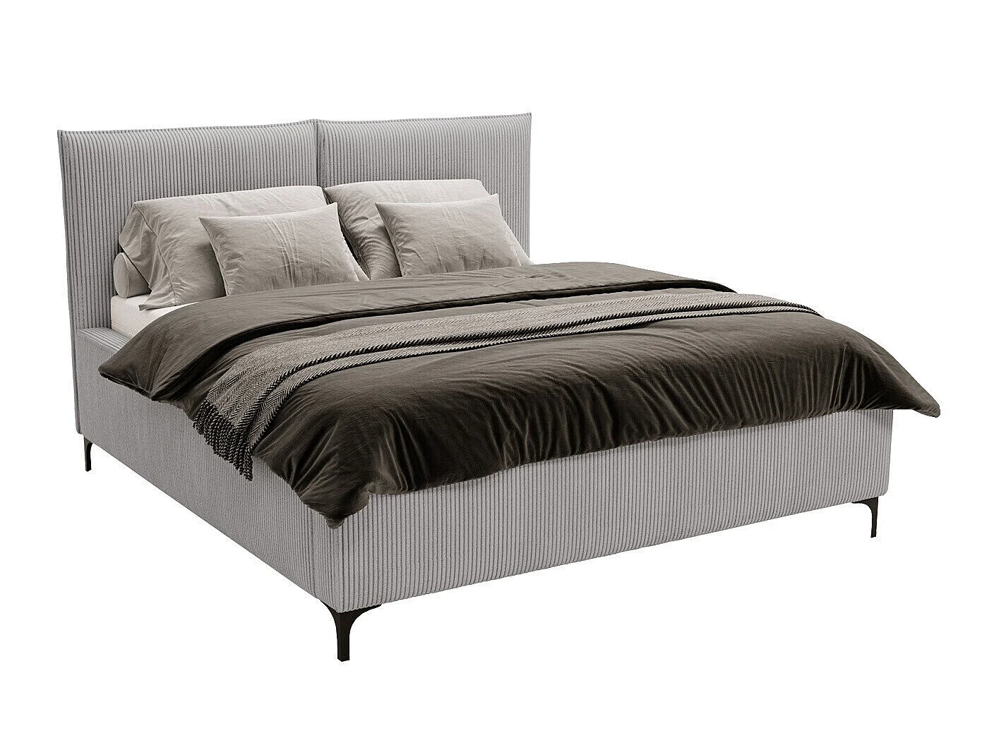 Cama Clovis 113, Doble, Gris claro, Tapiz, Somieres, 22x21x11cm