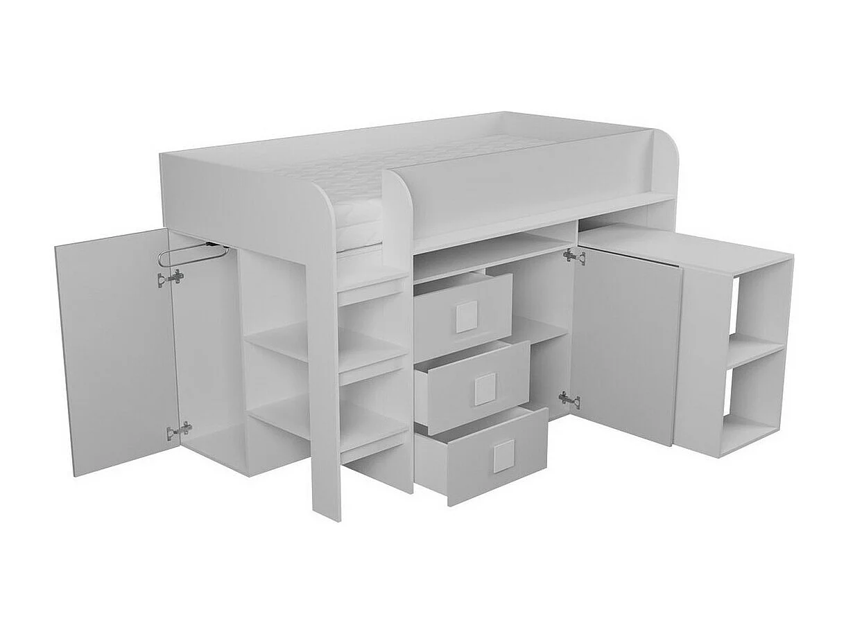 Cama Hartford 190, Individuales, Gris, 90x200, Aglomerado laminado, Somieres, 107x204cm