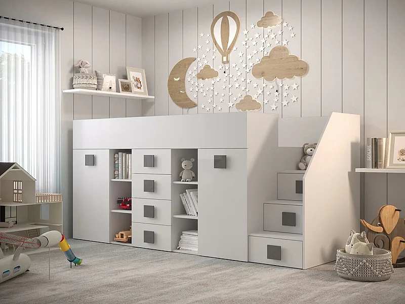 Litera Hartford 366, Individuales, Blanco, 90x200, Aglomerado laminado, Somieres, 94cm