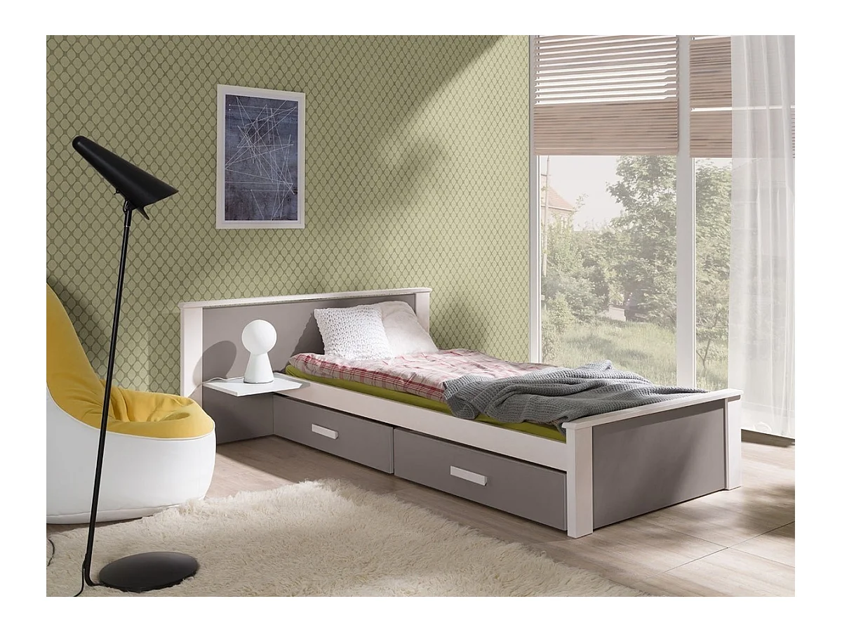 Cama Henderson 118, Individuales, Marrón, 90x200, Aglomerado laminado, Somieres, 149x72cm