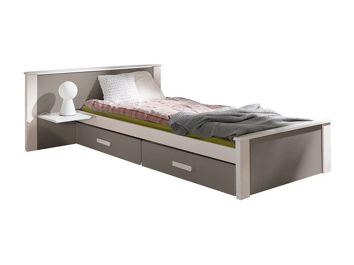 Lit Henderson 118, Unique, Marron, 90x200, Stratifié, Disponible, 149x210x72cm