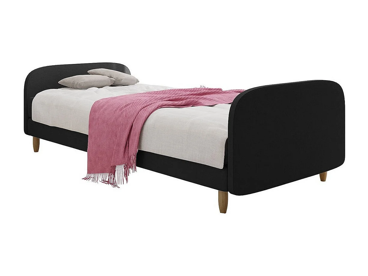Cama Memphis 125, Solteiro, Preto, Tecido, Estrados de cama, 12x21x6cm