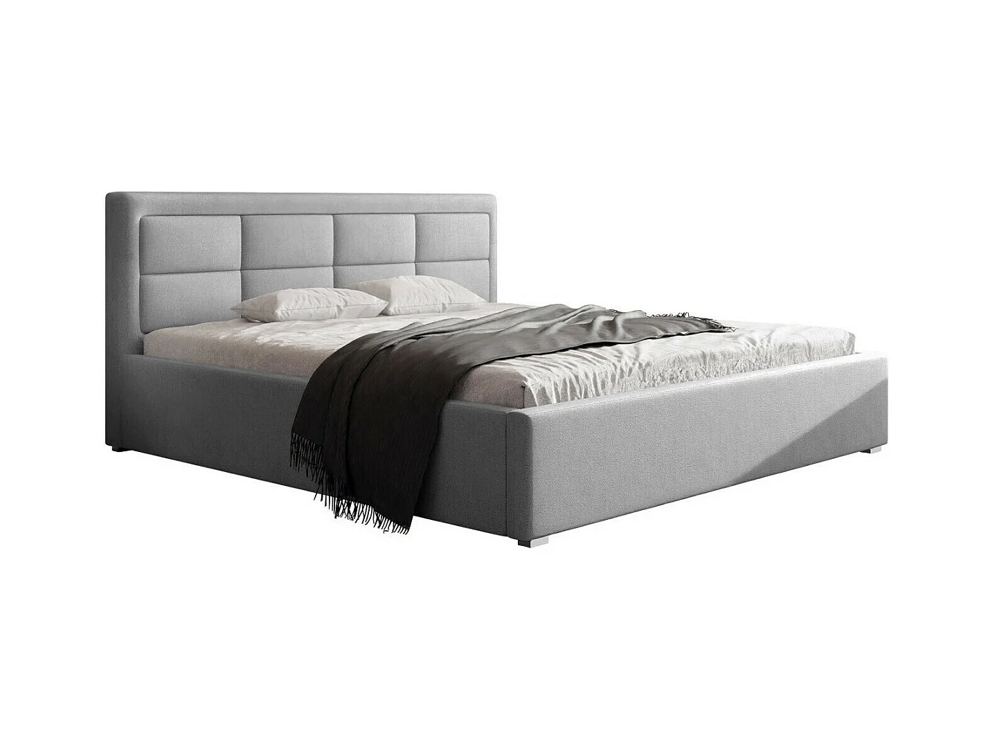 Letto Pomona 103, Doppio, Grigio, 160x200, Arazzo, Con, 180x223x93cm