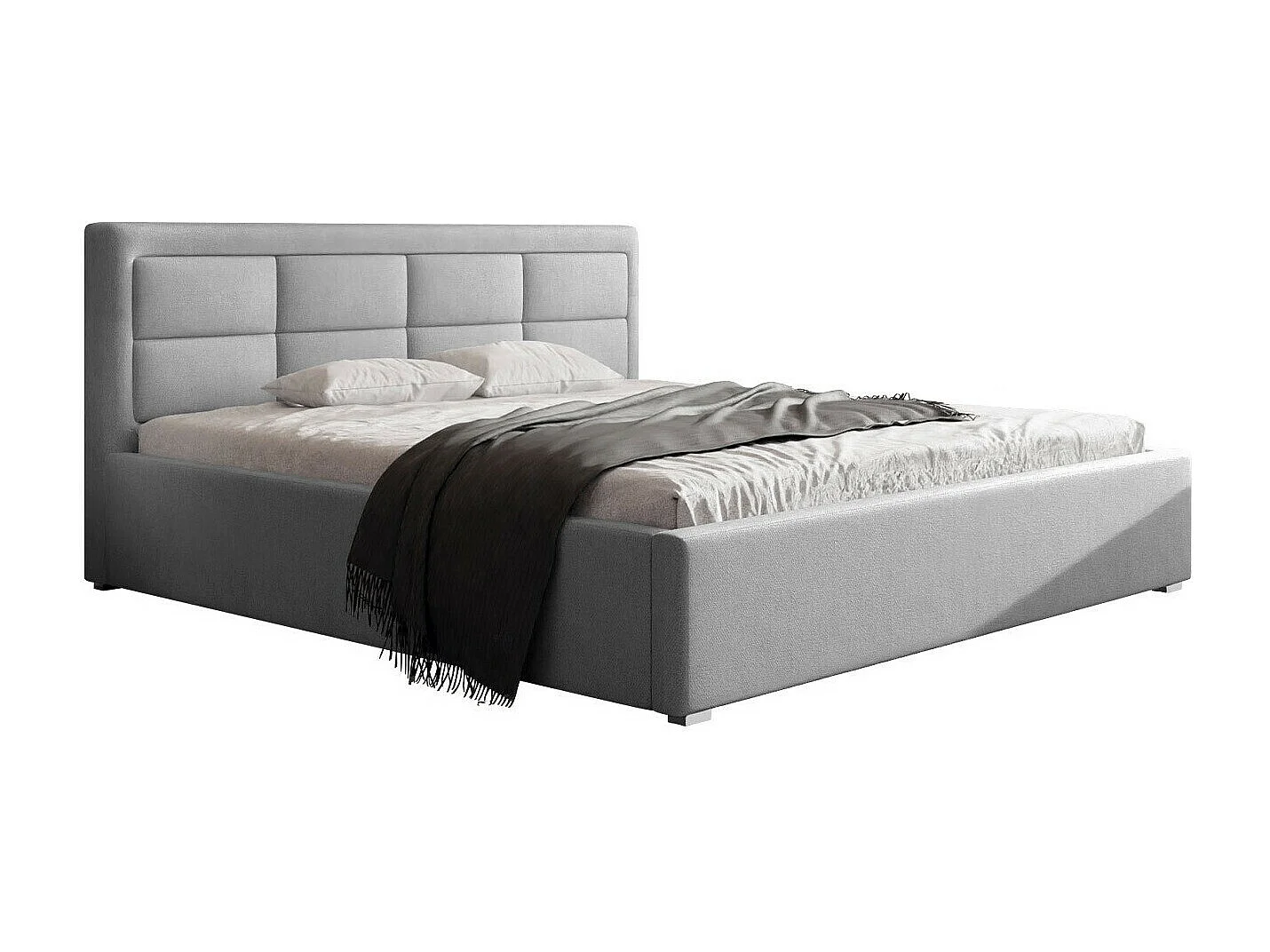 Cama Pomona 103, Doble, Gris, 160x200, Tapiz, Somieres, 180x223x93cm