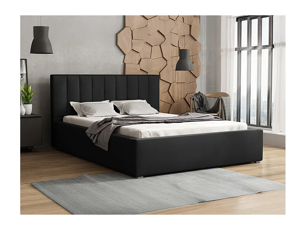 Letto Pomona 109, Singolo, Nero, 120x200, Arazzo, Con, 140x223x93cm