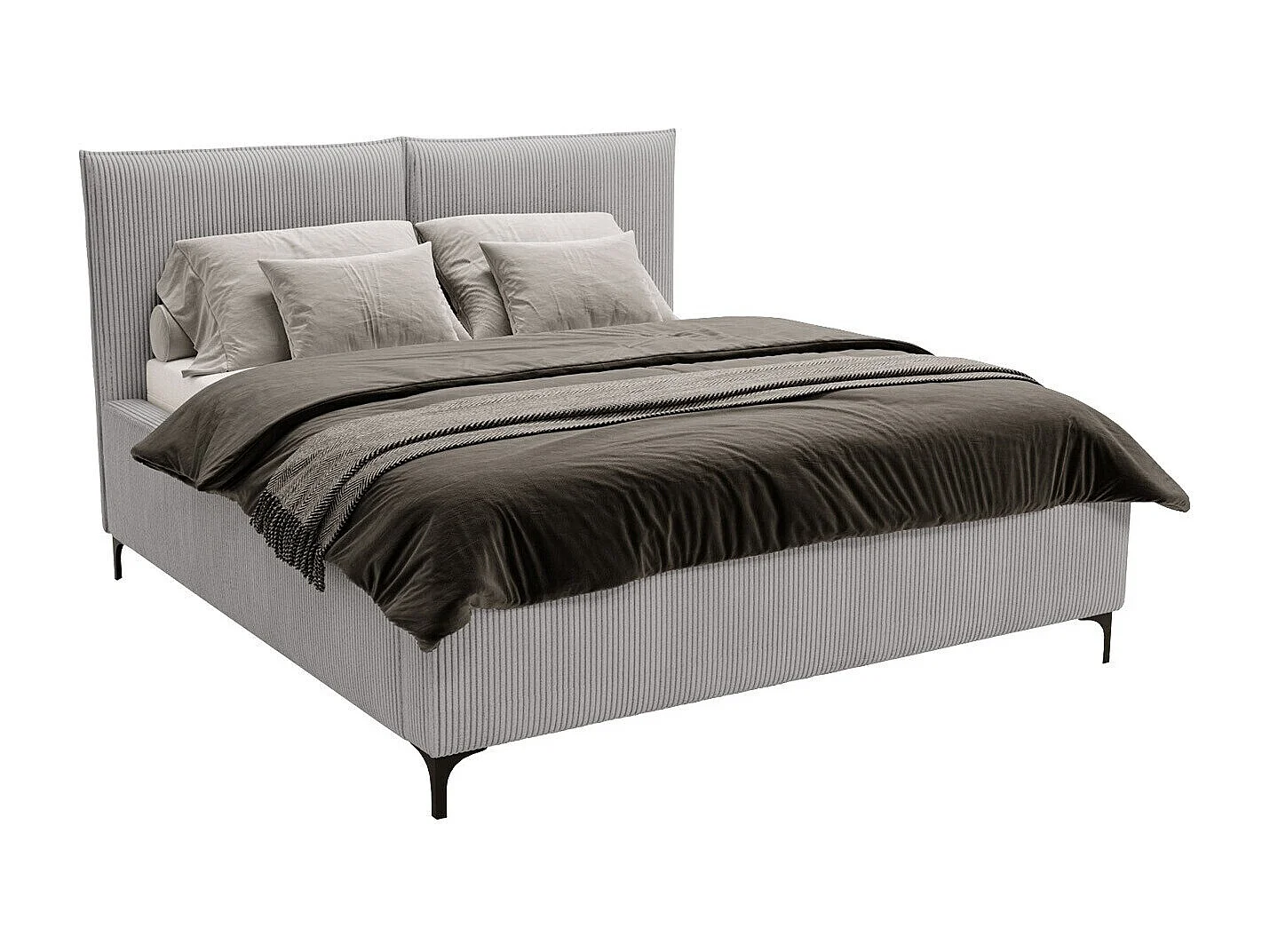 Cama Clovis 113, Doble, Gris, 140x200, Tapiz, Somieres, 160x214x108cm